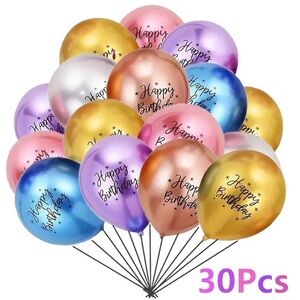 Colorful Happy Birthday Balloons - 30 Pack